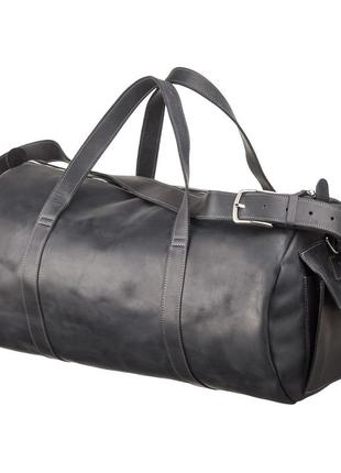 Сумка duffle дорожная спортивная кожаная прочная стильная винтажная casual черная