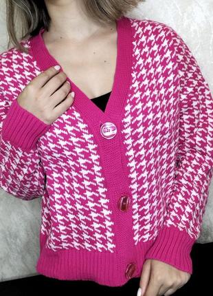 Жіночий светр кардиган гусяча лапка кольори6 фото