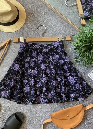 Юбка шорты зара zara в цветы короткая короткие в цветочный принт