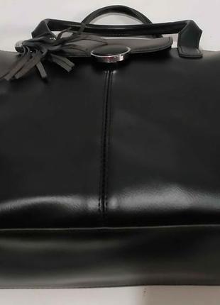Женская сумка с кисточкой (чёрная) 20-01-0214 фото