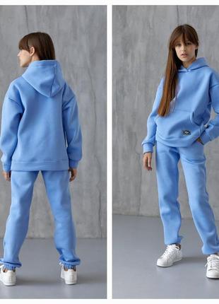 Теплий спортивний костюм для дівчинки розмір 140, 146, 152, 158 блакитний