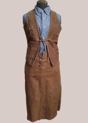 Кожаная замшевая юбка