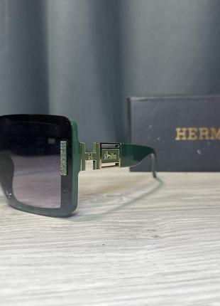 Солнцезащитные очки зеленые женские в стиле hermes гермес  люкс качество6 фото