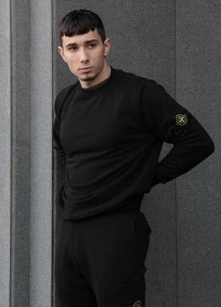 Свитшот stone island черный кофта стон исланд худи xs-xxl