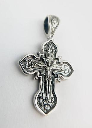 Серебряный православный крестик с изображением иконы божией матери5 фото