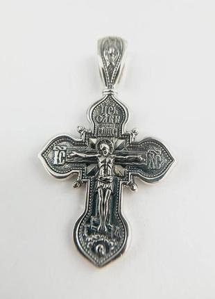 Серебряный православный крестик с изображением иконы божией матери3 фото