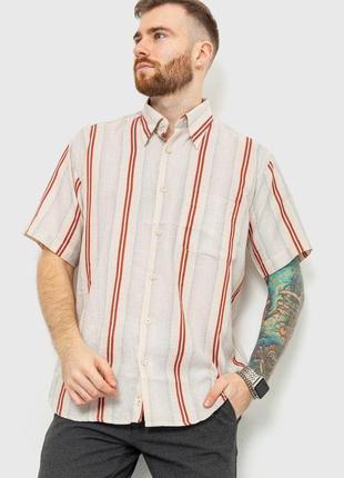 Сорочка чоловіча в смужку, колір бежево-червоний, 167r0630