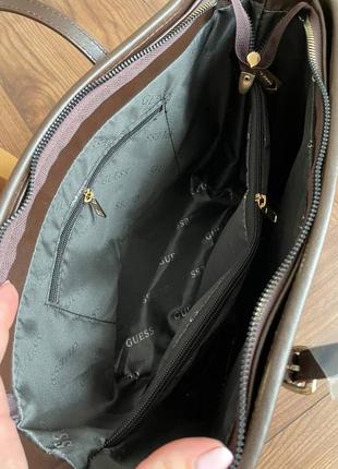 Качественная удобная повседневная женская сумка с ручками коричневая сумка guess большая женская сумка на каждый день сумка шоппер классическая сумка6 фото