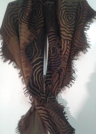 Оригинальный шерстяной шарф двусторонний шаль накидка этно бохо2 фото