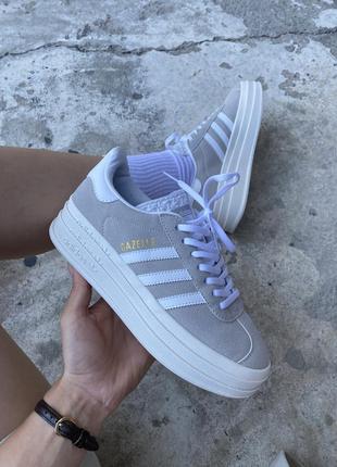 Женские кроссовки adidas gazelle bold grey white 38-39-40-41