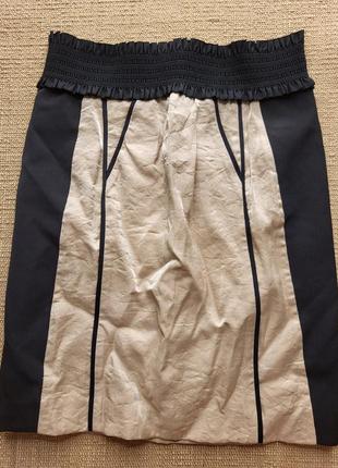 Юбка высокая посадка черная крем классика трапеция подкладка на резинке высокая посадка молния змейка