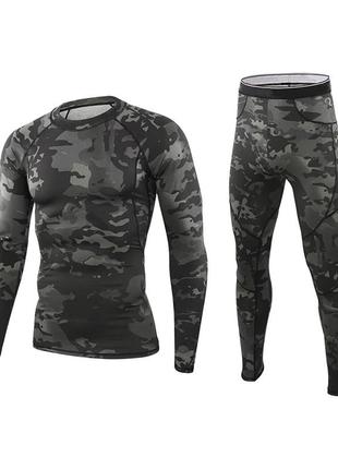 Чоловіча термобілизна lesko a152 camouflage black 3xl для холодної погоди чоловіків зимова