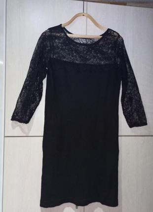 Плаття, сукня чорне, з гіпюровою вставкою. s/m.