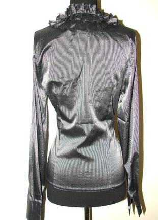Блузка чорна в сіру смужку без коміра р722 фото