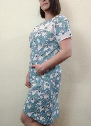 Жіноче блакитне літнє плаття з кишенями та оздобленням з шиття п2675 фото