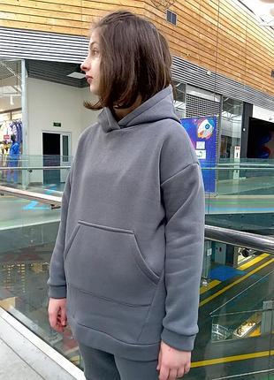 Сірий худі з начісом