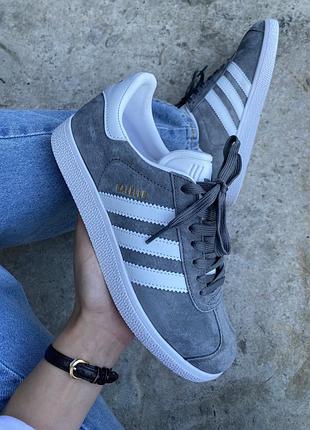 Женские кроссовки adidas gazelle grey white 36-37-38-39-40-41