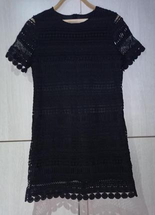 Маленькое черное платье из кружева, на подкладке. xs/s.
