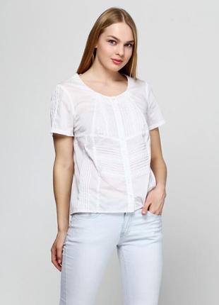 Белая женская блузка из батиста с кружевом р981 фото