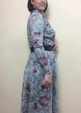 Тепле жіноче плаття з розкльошеною спідницею з ангори п2503 фото