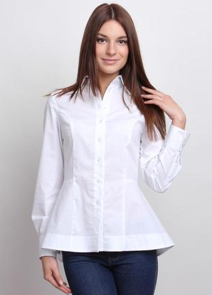 Блуза-туніка біла з баскою, р109"