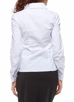 Белая хлопковая деловая блузка с рюшей до талии,  р608 фото