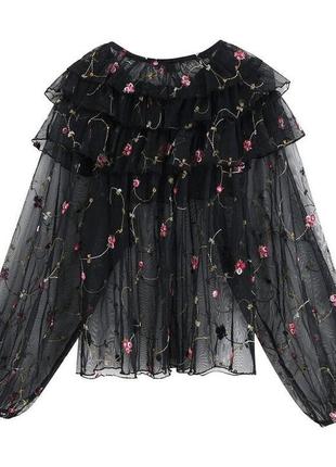 Черная прозрачная блуза zara