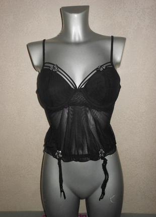 38в 85в avant premiere,франція!чорний корсет з підв'язками новий