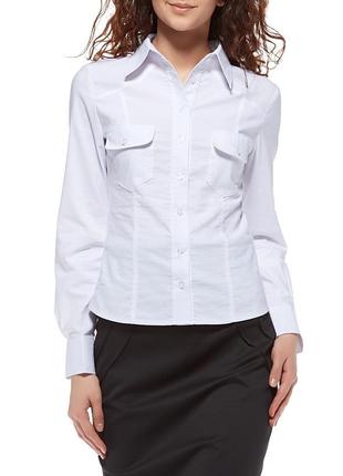 Белая женская рубашка с карманами р73