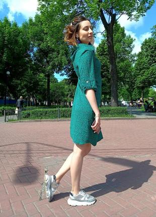 Плаття-сорочка зелений штапель6 фото