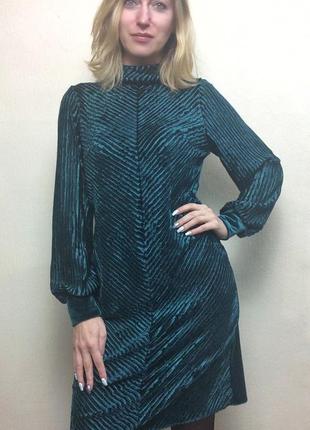 Женское нарядное платье из велюра-плиссе п2241 фото