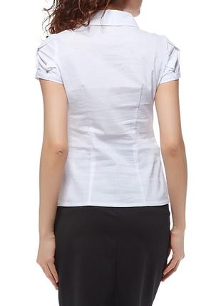 Классическая белая женская рубашка с коротким рукавом  р9310 фото