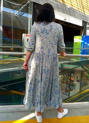 Льняное платье-миди в стиле бохо9 фото