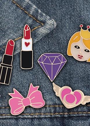Набор пинов / значков / брошки принцеса 6 штук