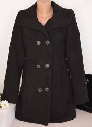 Брендовое черное демисезонное пальто с карманами bershka3 фото