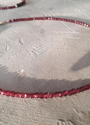 Чокер серебряный "гранат и шпинель"