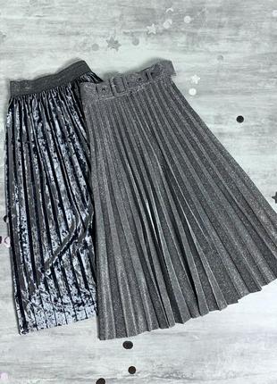 Велюровая юбка плисе миди / велюрова спідниця плісе міді4 фото