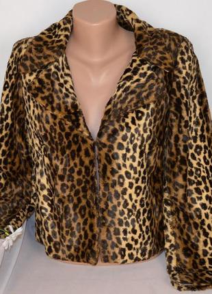 Брендовый леопардовый меховой пиджак жакет marks&spencer марокко коттон вискоза2 фото