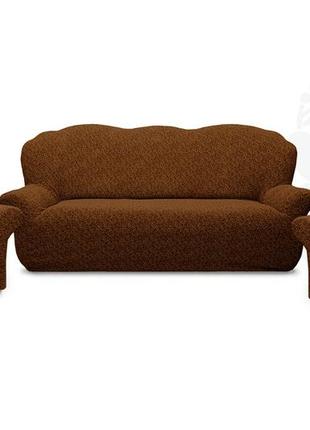 Де універсальні чохли на дивани крісла накидки, чохол для дивана та крісла жакардові без оборки сірий4 фото