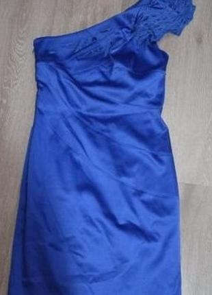 Сатиновое платье lamania королевского синего цвета3 фото