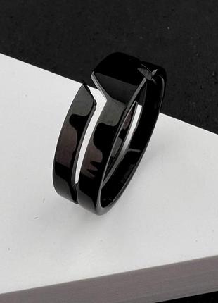 Кольцо из нержавеющей медицинской стали с эмалью «двойник» (р 17 18 19 20.2 21.3)