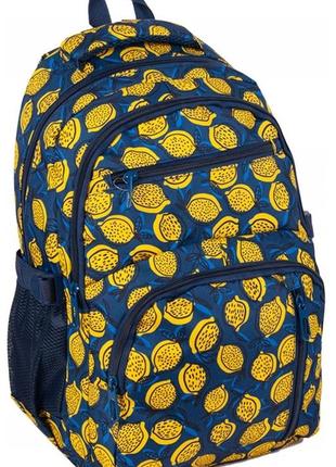 Молодіжний рюкзак із поліестеру з ортопедичною спинкою paso 24l синій з лимонами
