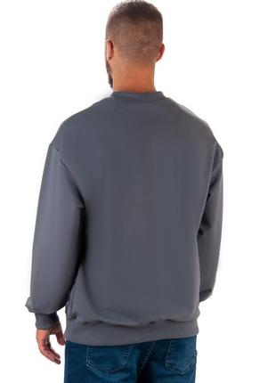 Базовый мужественный свитшот двунитка, мужской свитшот однотонный двунить черный серый хаки синий, джемпер, реглан, кофта для мужчин7 фото