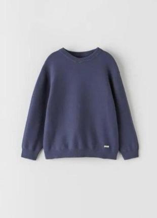 Zara фирменный свитер кофта джемпер школьный синий зара