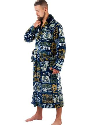 Теплый махровый мужественный халат с поясом, теплый плюшевый халат для мужчин, банный халат из махры велсофт3 фото