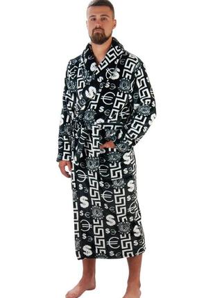 Теплый махровый мужественный халат с поясом, теплый плюшевый халат для мужчин, банный халат из махры велсофт8 фото