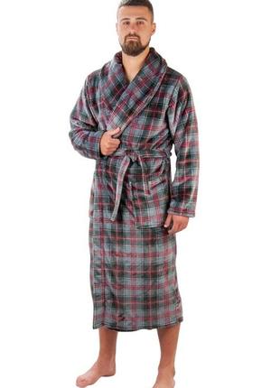 Теплый махровый мужественный халат с поясом, теплый плюшевый халат для мужчин, банный халат из махры велсофт9 фото