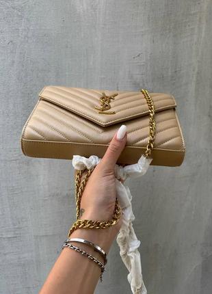 Женская сумка ив сен лоран бежевая yves saint laurent beige premium