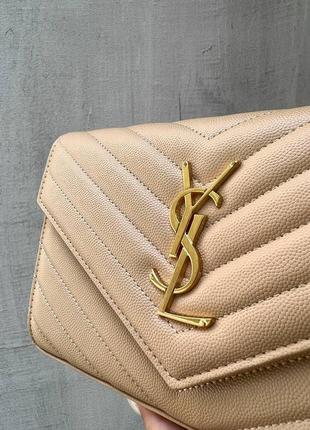 Женская сумка ив сен лоран бежевая yves saint laurent beige premium