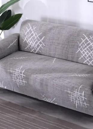 Чохли для невеликих диванів двомісний, чохли на маленькі дивани 2-місні крихітки на гумці сірий1 фото